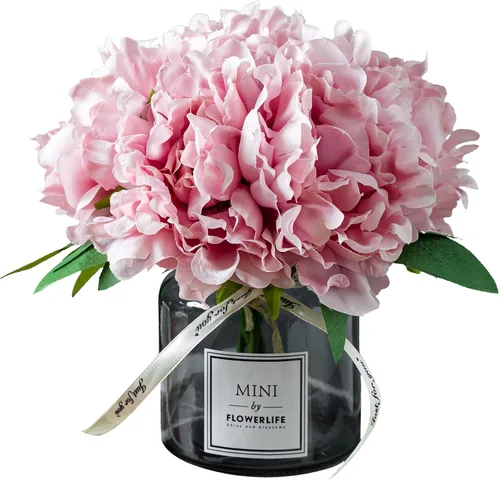 Vista 7 de XIAYAN Flor artificial y florero de vidrio, juego de botella de vidrio con rosa de seda, adecuado para sala de estar, mesa de comedor, oficina