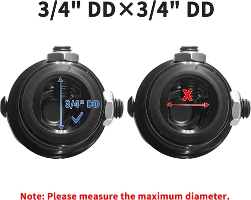 Vista 4 de 3/4" DD X 3/4" DD Junta Universal de Dirección Recubierta en Polvo Eje de Dirección Universal Negro