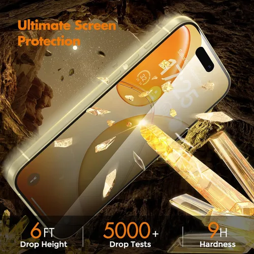 Vista 6 de UNBREAKcable Protector de pantalla de privacidad para iPhone 15, cobertura completa, vidrio templado inastillable [borde a borde]