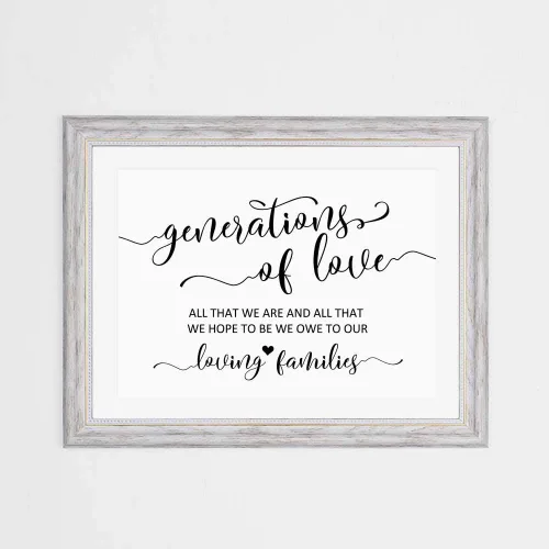 Vista 5 de Letrero de boda de Generations of Love con texto en inglés «All That We Are and All That We Hope», cita de boda sin marco, 8 x 10 pulgadas