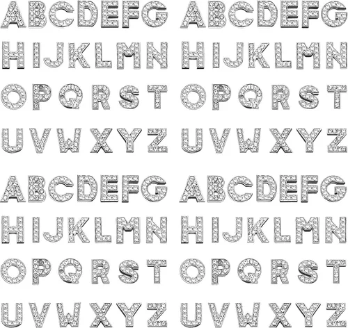 Vista 7 de WILLBOND 104 Pcs A-Z Rhinestone Letter Charms Slider DIY Oro y plata