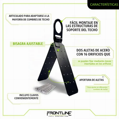 Vista 3 de Frontline RO01 - Anclaje de techo reutilizable con bisagras, anillo en D resistente, cumple con OSHA y ANSI, acero de aleación de alta resistencia