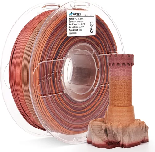 Vista 11 de AMOLEN - Filamento para impresora 3D de PLA de madera de bambú, filamento de PLA de 1.75mm con 15% de fibra de bambú real, 1kg/2.2lb con 15%