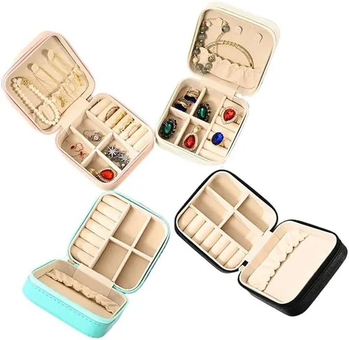 Vista 6 de joyero Caja De Almacenamiento De Cuero Para Pendientes, Organizador De Joyas, Estuche De Joyería De Viaje, Tamaño Pequeño, Venta Al Por Mayor joyas
