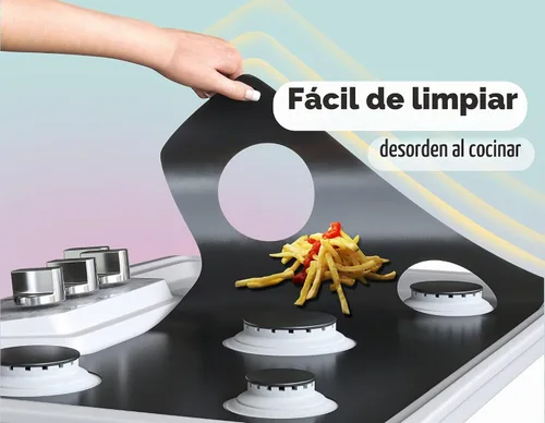 Vista 6 de Cubiertas superiores de estufa de teflón para quemadores de gas - Protector de estufa LG - Negro