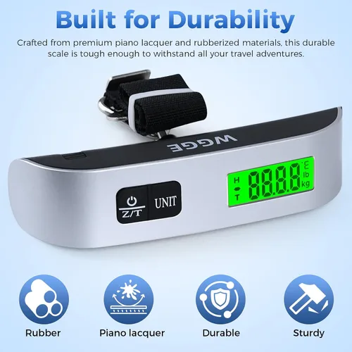 Vista 9 de WGGE Báscula digital para equipaje, 110 lb/50 kg, pantalla LCD