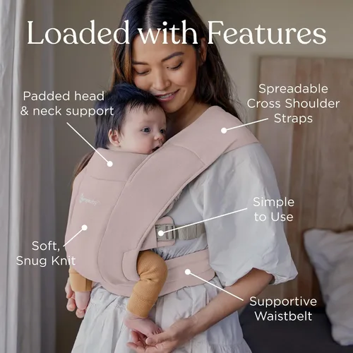 Vista 2 de Ergobaby Embrace Portabebés para Recién Nacidos hasta Niños Pequeños - Portabebés Ergonómicos Ligeros - Esenciales Acogedores (7-25 Libras), Tejido