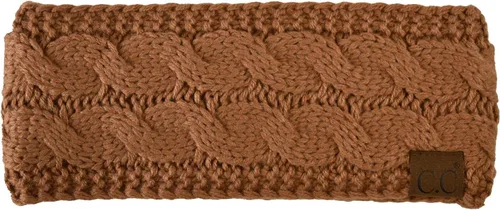 Vista 104 de C.C Cintillo elástico suave con punto trenzado para invierno, con forro mullido para el pelo, para calentar las orejas Negro