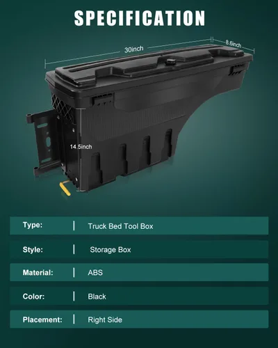 Vista 2 de SCITOO Cerradura y llaves caja de almacenamiento de caja de camión Tits para Ford para F-250 Super Duty para F-350 Super Duty 2017-2022 lado derecho