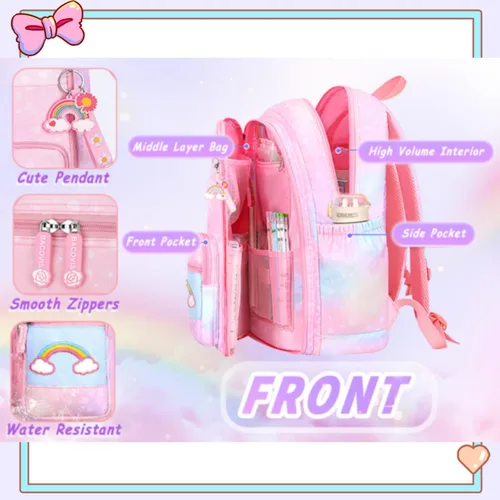 Vista 4 de pisyae Mochila de unicornio para niñas, mochilas para niña, Mochila-01