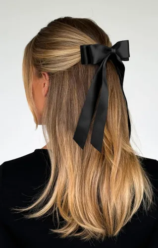 Vista 7 de Lazos para el pelo con clips para mujer, cintas para el pelo con lazo para niñas, accesorios de moda de otoño para el cabello, Negro y Marrón