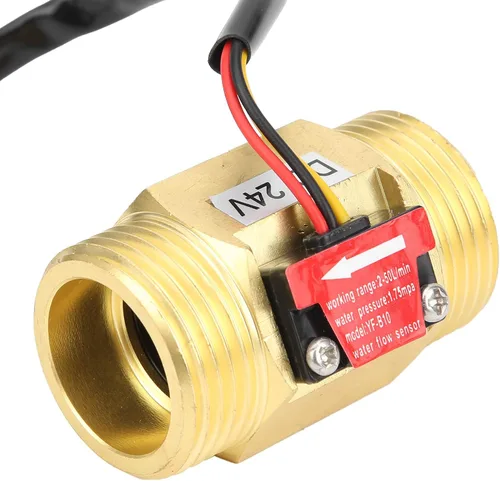 Vista 4 de Eujgoov Sensor de agua YF?B10 G1in rosca macho latón efecto Hall contador de flujo líquido para calentadores de agua, DC24V 2 ~ 50L/MIN