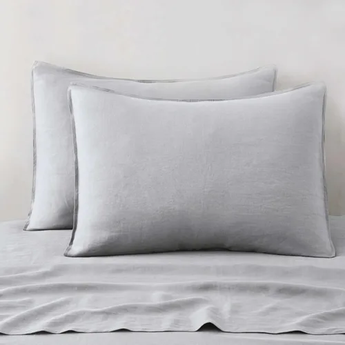 Vista 16 de ATLINIA Juego de 2 fundas de almohada 100% lino, tamaño europeo de 26 x 26 pulgadas, fundas de almohada de lino, color gris oscuro