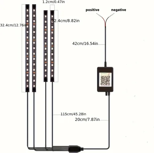 Vista 7 de 4 piezas de kits de luz LED para motocicleta, tiras de luz LED impermeables multicolor con control de aplicación, luces LED RGB sincronizadas