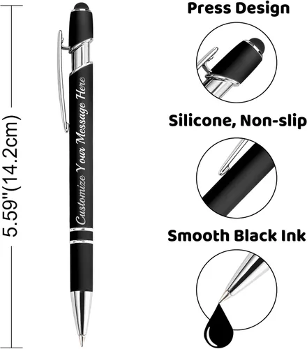 Vista 4 de Bolígrafos personalizados con lápiz capacitivo, bolígrafos grabados personalizados, impresos con tu logotipo o mensaje para Navidad, graduación
