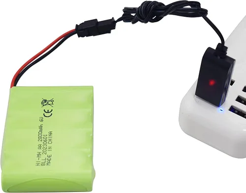 Vista 3 de 2 unids AA 6.0 V 2800 mAh SM-2P enchufe batería recargable y cable de carga USB para TB141 TB142 DE37 RC coche juguete coche control remoto