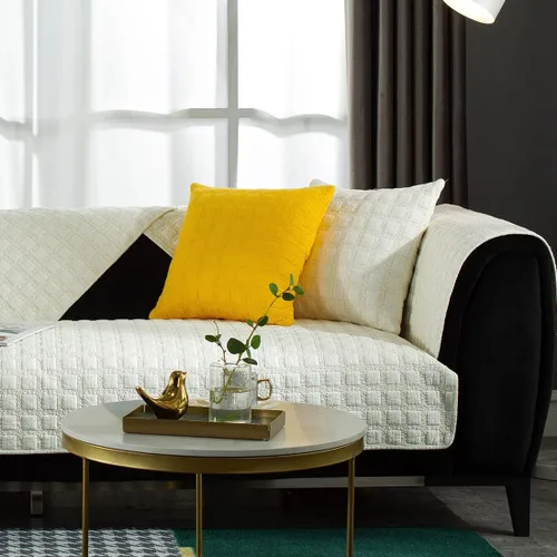 Vista 2 de vctops Fundas acolchadas de algodón con bordado de algodón para sofá modular, fundas reversibles para sofá modular, protector de muebles para sala