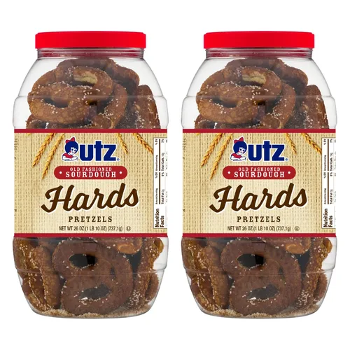 Vista 4 de UTZ Pretzels duros de masa madre rotos a la antigua, barril de 64 onzas, torsión clásica de nudo de pretzel grande y grueso, pretzel crujiente