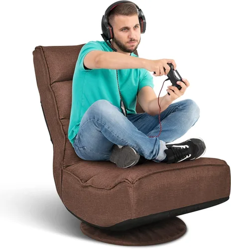 Vista 8 de ERGOMASTER Silla plegable reclinable para juegos con giro de 360 grados, 5 posiciones ajustables (negro)
