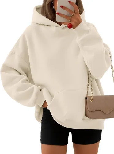 Vista 15 de EFAN Sudaderas con capucha para mujer, suéteres de forro polar cómodos Lunares albaricoques