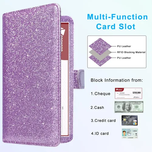Vista 3 de ACdream Funda para chequera, cartera de cuero con bloqueo RFID