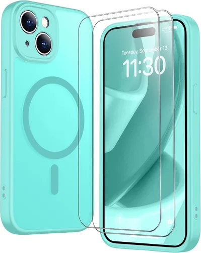 Vista 139 de SPIDERCASE Funda magnética translúcida diseñada para iPhone 11, con 2 protectores de pantalla de vidrio templado, antihuellas, para iPhone 11 de 6.1