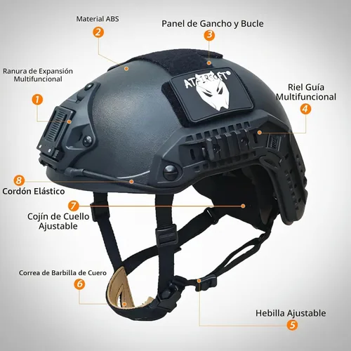 Vista 8 de ATAIRSOFT Casco marítimo ajustable ABS para Airsoft Paintball