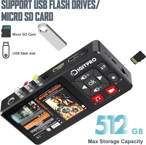 Vista 10 de Convertidor VHS a Digital 2.0, video HD a grabadora de convertidor digital con control remoto, convertir grabación de audio de video analógico