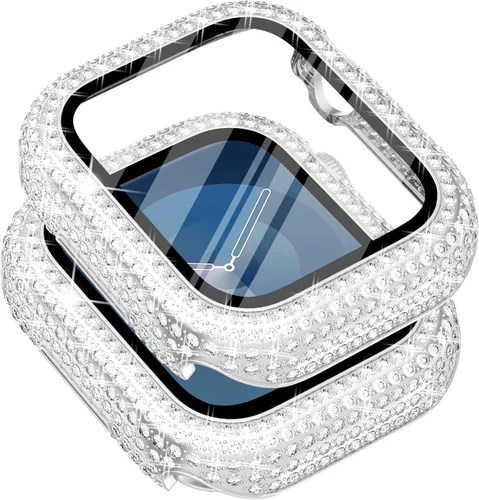 Vista 34 de Surace - Carcasa de 1.49 pulgadas compatible con Apple Watch con protector de pantalla, caja protectora general con diseño de diamantes brillantes