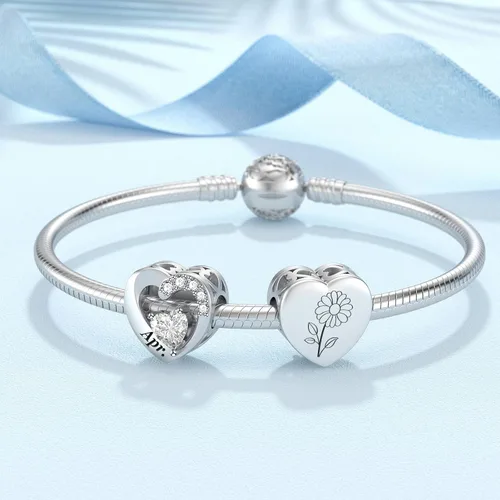 Vista 2 de SEVENWELL Birthstone Charms with Birth Month Flower Engraved Fit Charms Pandora Bracelet 925 Sterling Silver Beads Charms Happy Birthday for Women