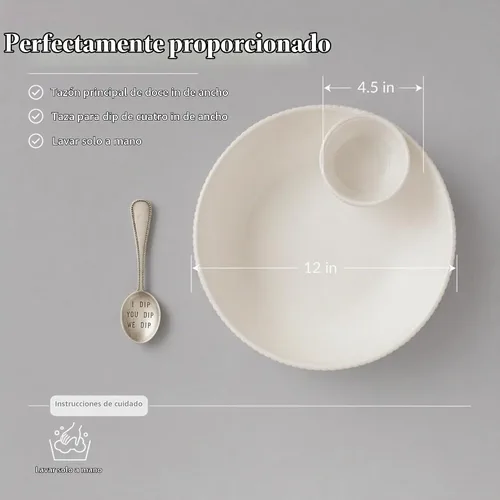 Vista 7 de Mud Pie con cuentas apiladas Chip y Dip Bowl