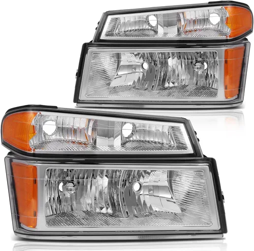 Vista 27 de Conjunto de faros delanteros para Chevy Avalanche 1500 2003-2006 para Avalanche 2500 03-06 para 1500 Classic 2007 carcasa negra reflector ámbar