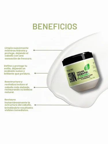 Vista 3 de RECAMIER PROFESSIONAL SALON IN Mascarilla intensiva de recarga capilar vegana de queratina y colágeno 17.6oz.