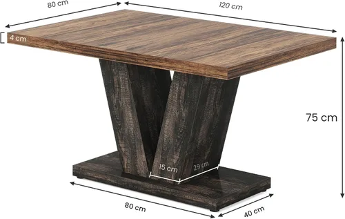Vista 2 de Tribesigns Mesa de comedor de 47 pulgadas para 4, mesa de comedor de cocina negra con pedestal resistente, mesa de comedor de madera de granja