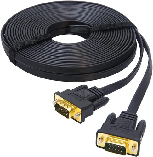 Vista 10 de DTech 32.8 ft ultra delgado monitor de computadora VGA cable largo 32 pies macho a macho 15 pines conector estándar SVGA cable negro