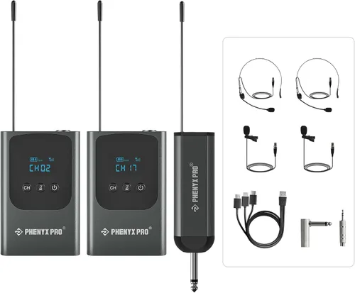 Vista 7 de Phenyx Pro Sistema de micrófono inalámbrico True Diversity PTU-2U Bunble con PDP-2-2B