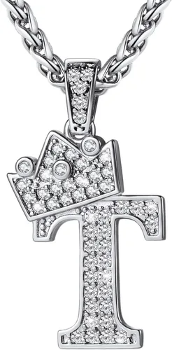 Vista 77 de U7 Crown Initial Number Necklace for Men Women A-Z Letter Pendant Chain a. Oro