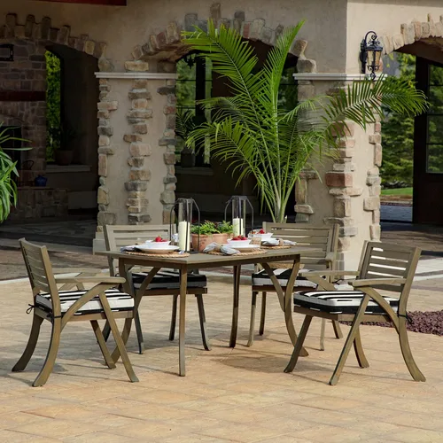 Vista 6 de Arden Selections ProFoam Performance Outdoor Seat Cushion 20 x 20, Onyx Black Cabana Stripe (Pack of 4)