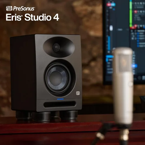 Vista 3 de PreSonus Eris Studio 4 Monitor de estudio activo de 2 vías de 4,5 pulgadas con guía de ondas EBM
