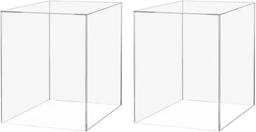 Vista 23 de Caja elevadora de acrílico de 12 x 12 x 16 pulgadas, trono transparente con un lado abierto sin tapa, versátil rectangular Lucite para productos al