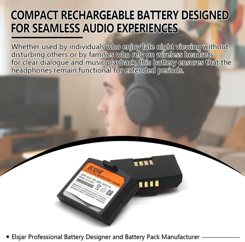 Vista 5 de Paquete de 2 baterías de repuesto para auriculares inalámbricos Sennheiser BA300 RI830 RI830 RI900 RR4200 HDI830 IS410 Set840 Set900