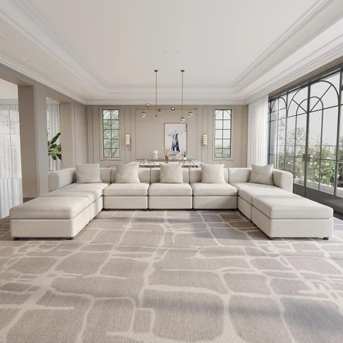 Vista 14 de Guyii Sofá Seccional de Terciopelo, Sofá Loveseat Moderno de Gran Tamaño con 2 Almohadas, Sofá Convertible de 81.88 pulgadas de Largo con Cojines