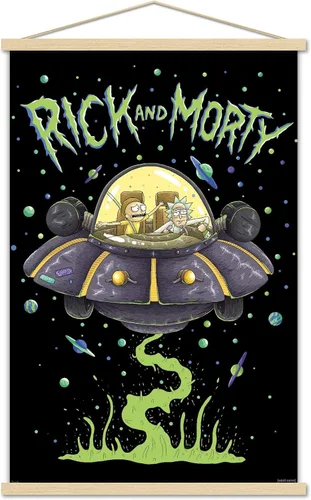 Vista 15 de Trends International Rick And Morty - Póster de pared de barco, 14.725 x 22.375 pulgadas, versión enmarcada de madera de granero