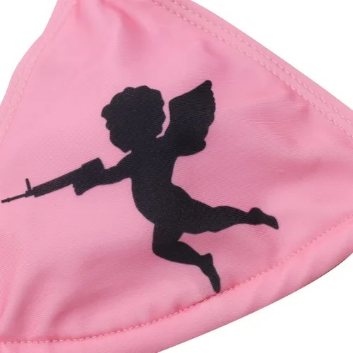 Vista 30 de AIBEARTY Traje de baño de dos piezas con estampado de calaveras para mujer, conjunto de bikini triangular de corte alto para fiesta, festival