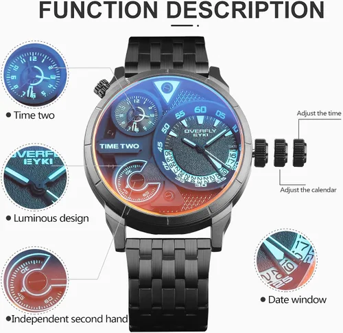 Vista 5 de Relojes impermeables para hombre reloj de pulsera analógico de cuarzo con correa de silicona para exteriores Negro