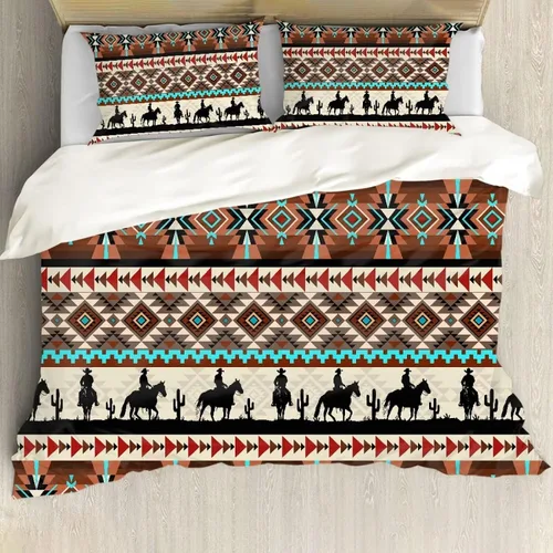Vista 25 de ZFRXIGN Southwester - Juego de ropa de cama para mujeres y hombres, funda de edredón de estilo indio nativo americano, tamaño individual, 1 funda