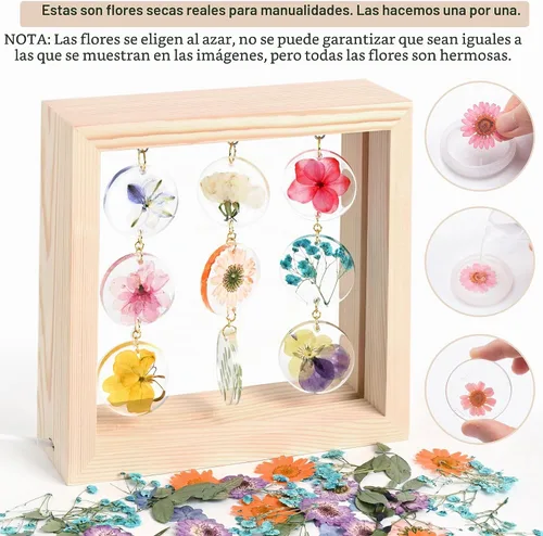 Vista 3 de SMUK Lámpara de mesa LED de flores secas, hecha a mano, estética, de 3 vías, regulable, decorativa, con marco de madera, para dormitorio, sala