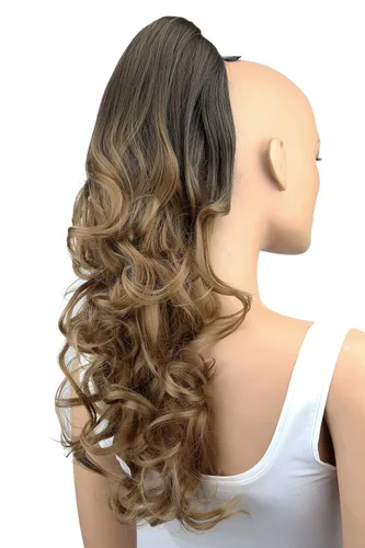 Vista 23 de CAISHA Extensión de clip de cola de caballo de 16 "voluminoso ondulado marrón ceniza H214