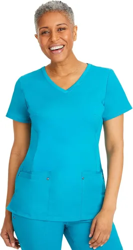 Vista 17 de Healing Hands - Camiseta médica con cuello en V para mujer, suave, elástica Negro