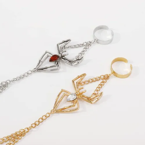 Vista 5 de Pulsera de anillo de cadena de mano Boho serpiente anillo de dedo pulsera arnés de mano esclavo cadena pulseras vintage indio accesorios de joyería